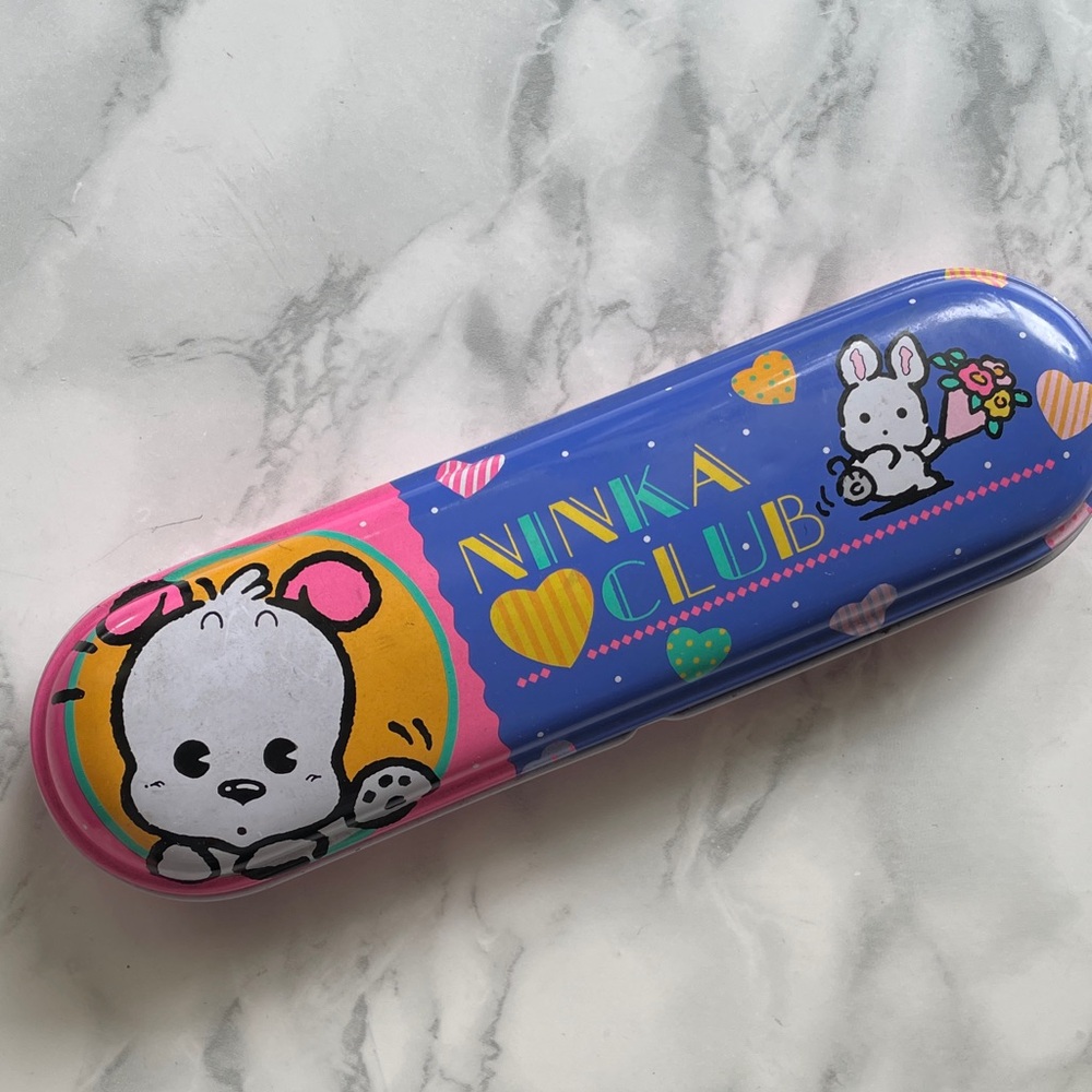 Vintage kawaii Ninka Club metal pencil case -  AS IS